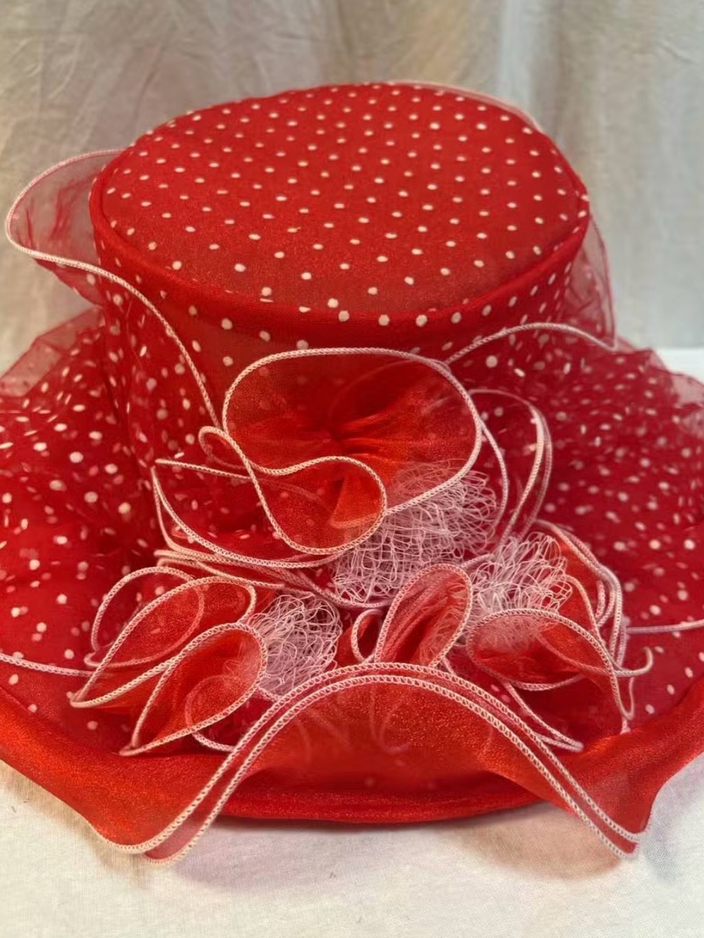 VTG Red Polka Dot Women’s Decorative Kentucky Derby Hat